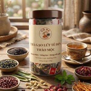 Trà gạo lứt tẻ đen thảo mộc 500g